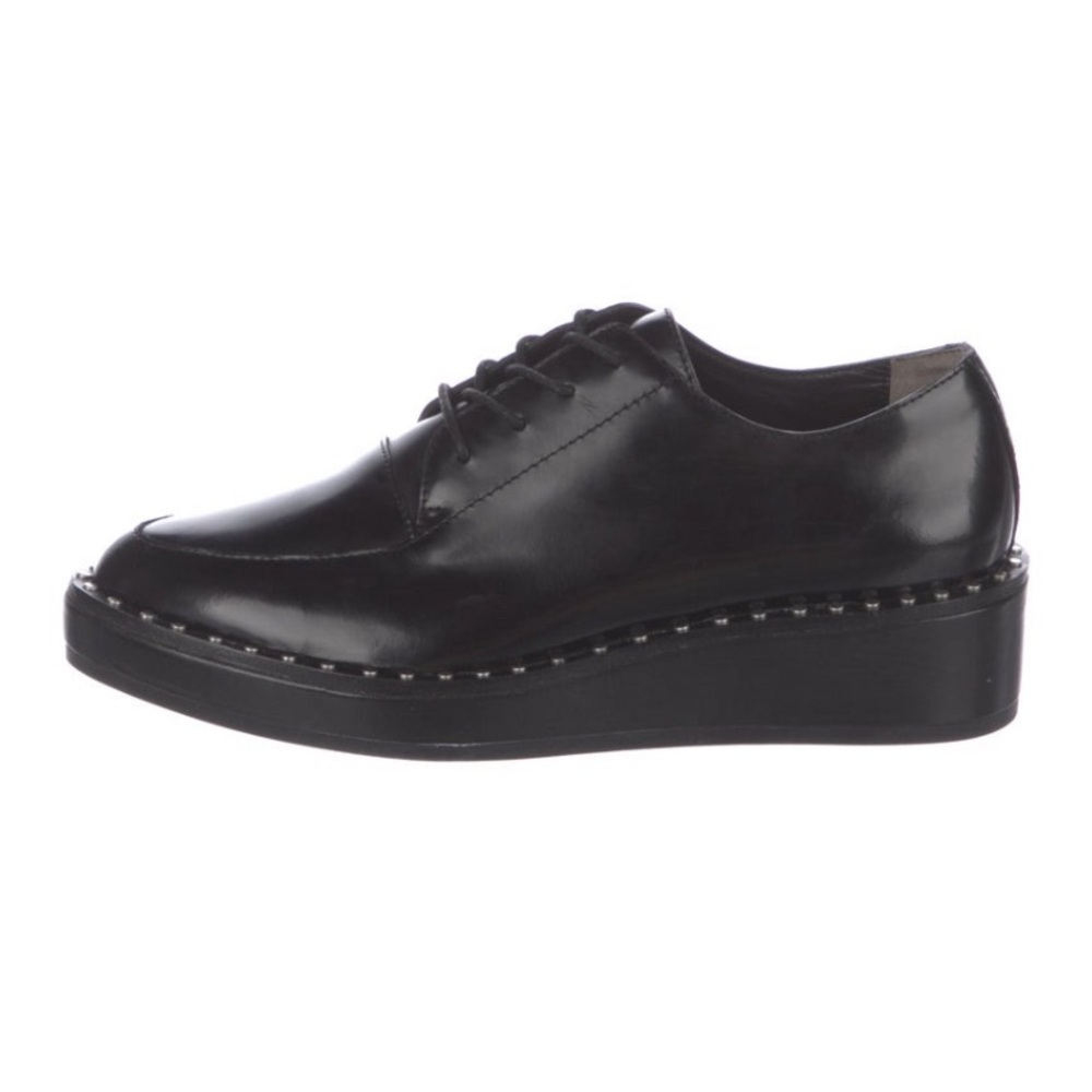 Loeffler Randall Black Leather Flats with Studded Sole